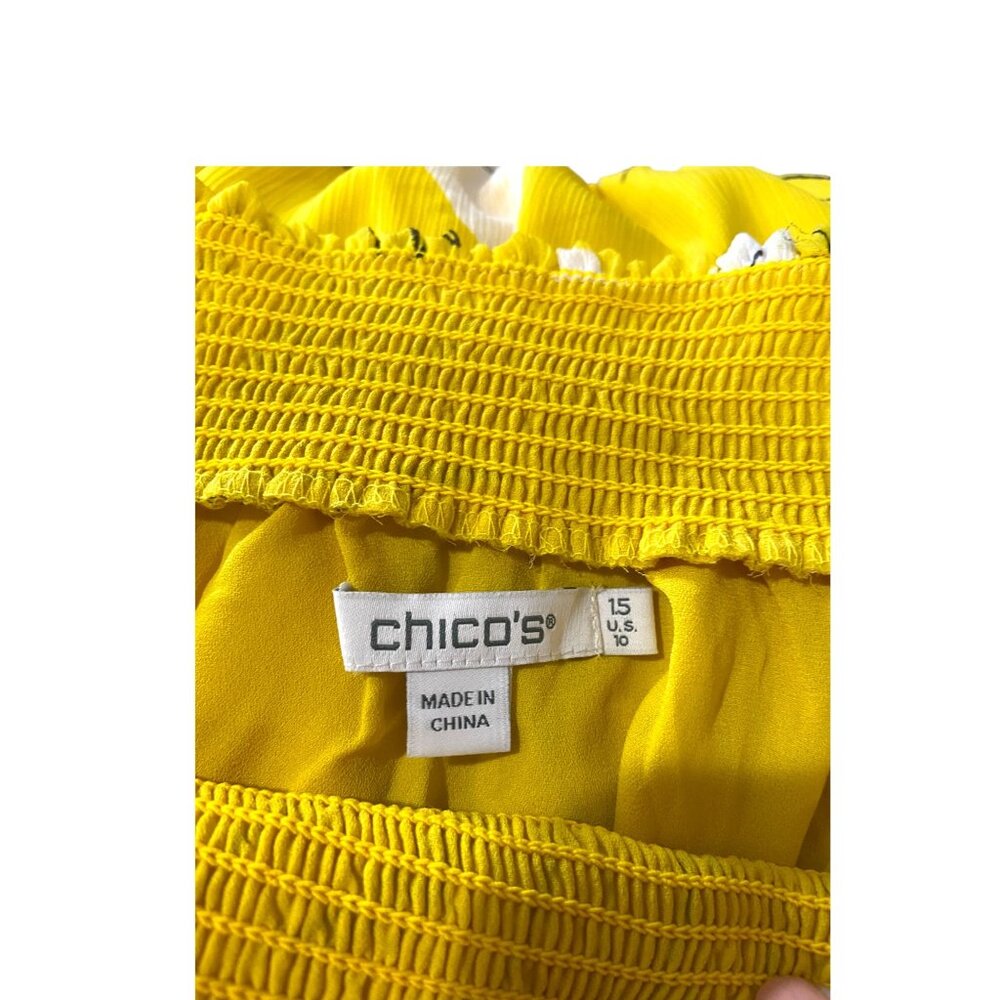 Chico’s Off Shoulder Pineapple Maxi Dress Yellow Size 10 - Picture 3 of 15